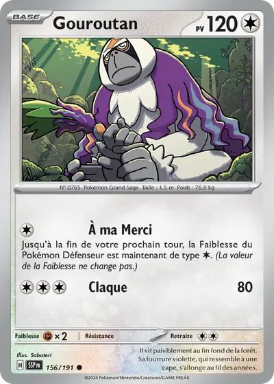 Image de la carte Pokemon Gouroutan 156/191