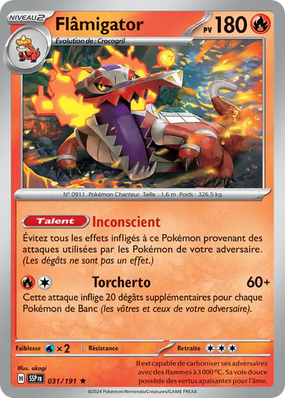 Image de la carte Pokemon Flâmigator 031/191