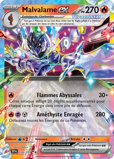 Image de la carte Pokemon Malvalame ex 036/191