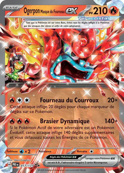 Image de la carte Pokemon Ogerpon Masque du Fourneau ex 017/131