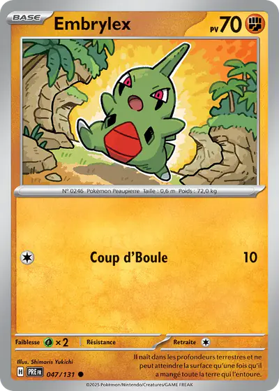 Image de la carte Pokemon Embrylex 047/131