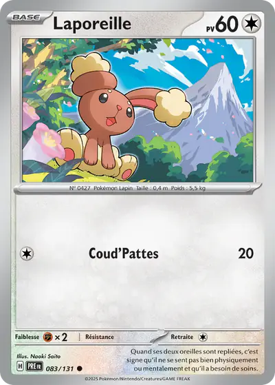 Image de la carte Pokemon Laporeille 083/131