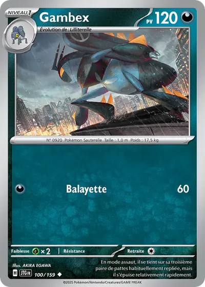 Image de la carte Pokemon Gambex 100/159