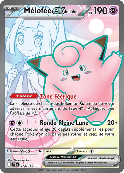 Image de la carte Pokemon Mélofée ex de Lilie 173/159