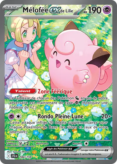 Image de la carte Pokemon Mélofée ex de Lilie 184/159