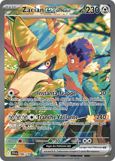 Image de la carte Pokemon Zacian ex de Nabil 186/159