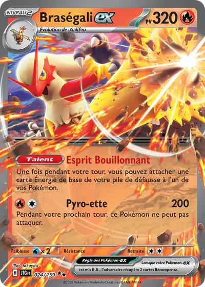 Image de la carte Pokemon Braségali ex 024/159