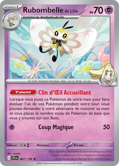 Image de la carte Pokemon Rubombelle de Lilie 067/159