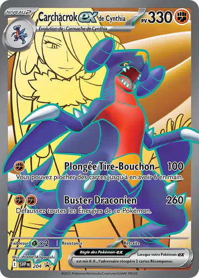 Image de la carte Pokemon Carchacrok ex de Cynthia 204/