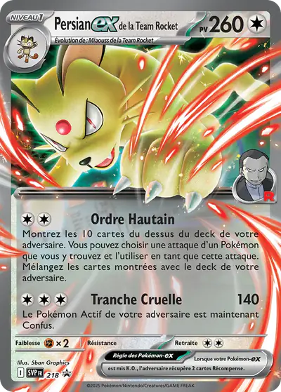 Image de la carte Pokemon Persian ex de la Team Rocket 218/