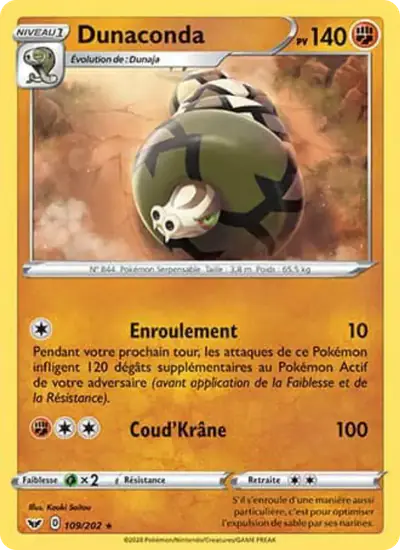 Image de la carte Pokemon Dunaconda 109/202