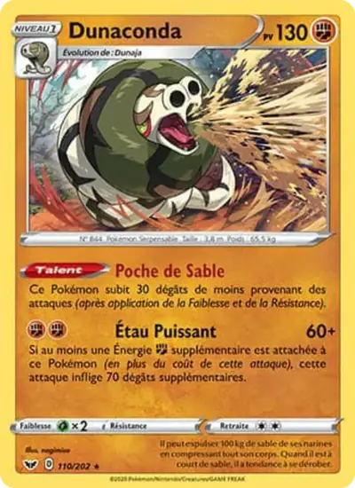Image de la carte Pokemon Dunaconda 110/202