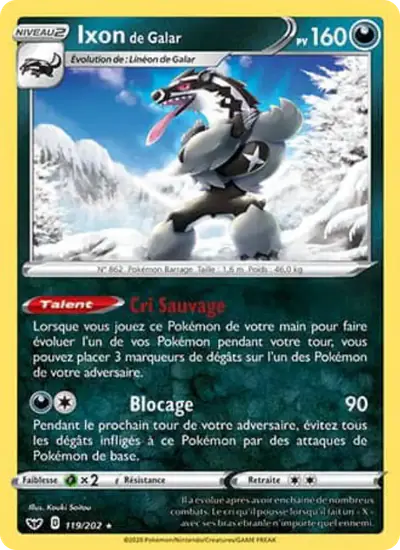 Image de la carte Pokemon Ixon de Galar 119/202