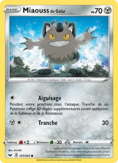 Image de la carte Pokemon Miaouss de Galar 127/202