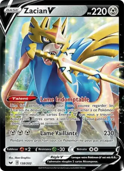 Image de la carte Pokemon Zacian V 138/202