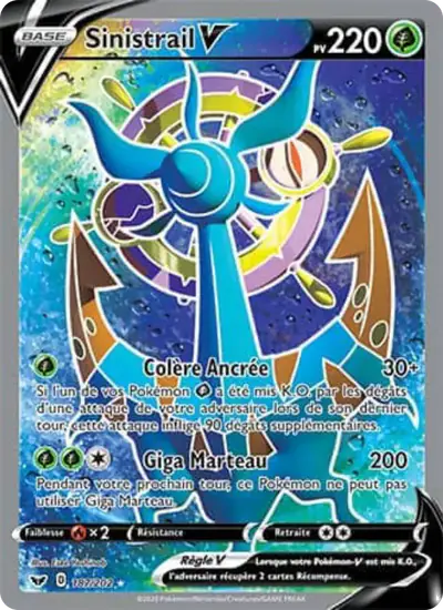 Image de la carte Pokemon Sinistrail V 187/202