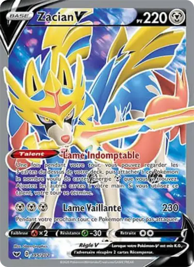 Image de la carte Pokemon Zacian V 195/202