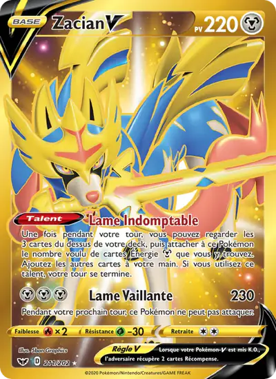 Image de la carte Pokemon Zacian V 211/202