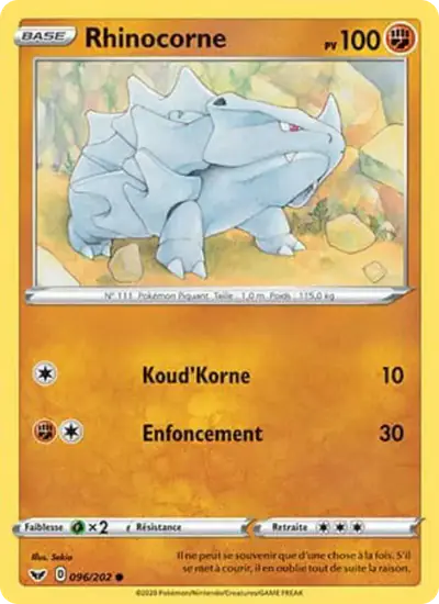 Image de la carte Pokemon Rhinocorne 096/202