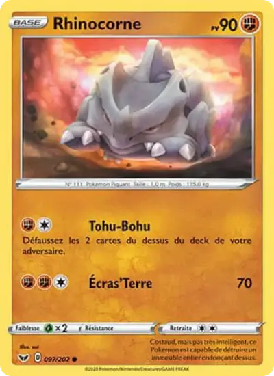 Image de la carte Pokemon Rhinocorne 097/202
