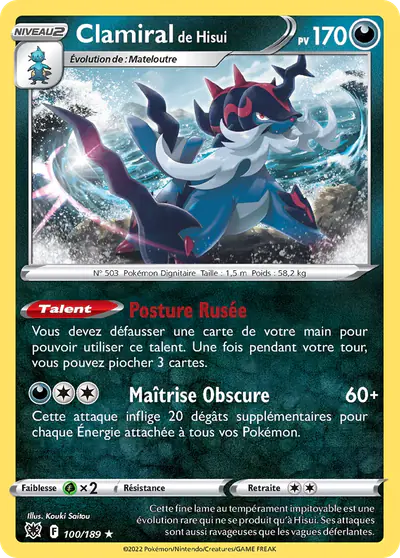 Image de la carte Pokemon Clamiral de Hisui 100/189