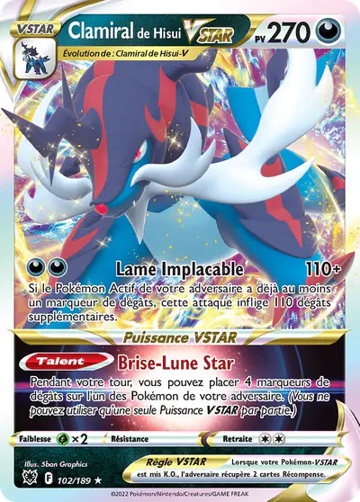 Image de la carte Pokemon Clamiral de Hisui VSTAR 102/189