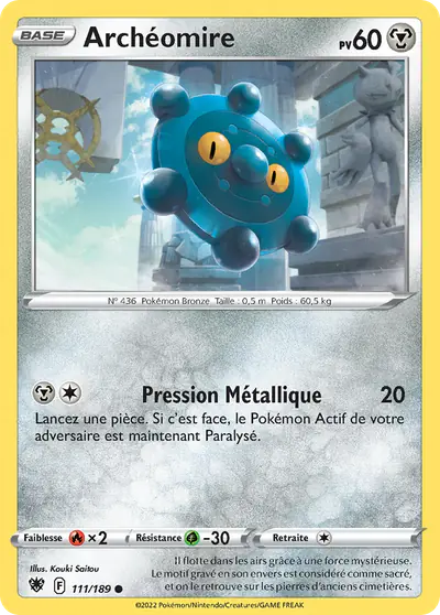 Image de la carte Pokemon Archéomire 111/189