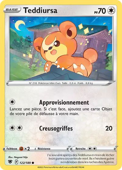 Image de la carte Pokemon Teddiursa 122/189