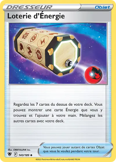 Image de la carte Pokemon Loterie d'Énergie 140/189