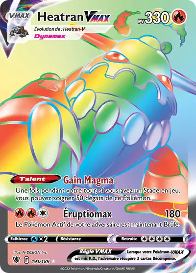 Image de la carte Pokemon Heatran VMAX 191/189