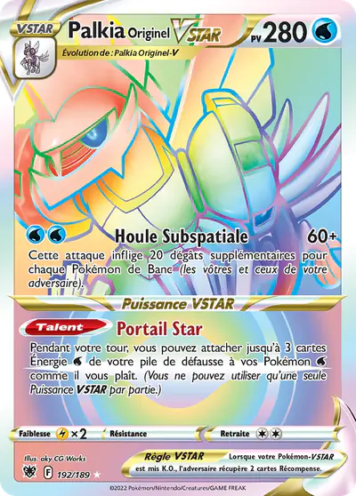 Image de la carte Pokemon Palkia Originel VSTAR 192/189