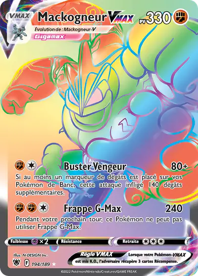 Image de la carte Pokemon Mackogneur VMAX 194/189