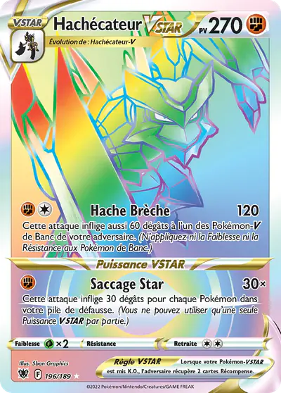 Image de la carte Pokemon Hachécateur VSTAR 196/189