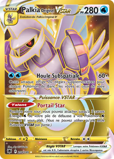 Image de la carte Pokemon Palkia Originel VSTAR 208/189