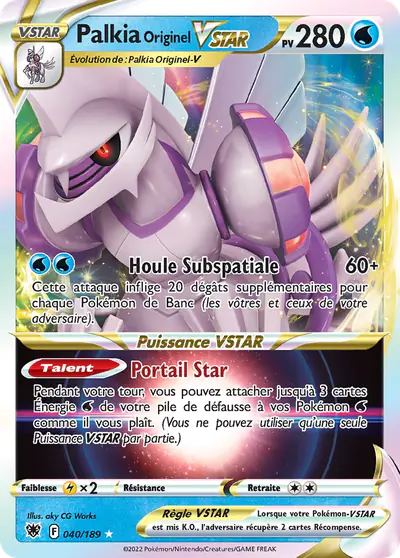 Image de la carte Pokemon Palkia Originel VSTAR 040/189