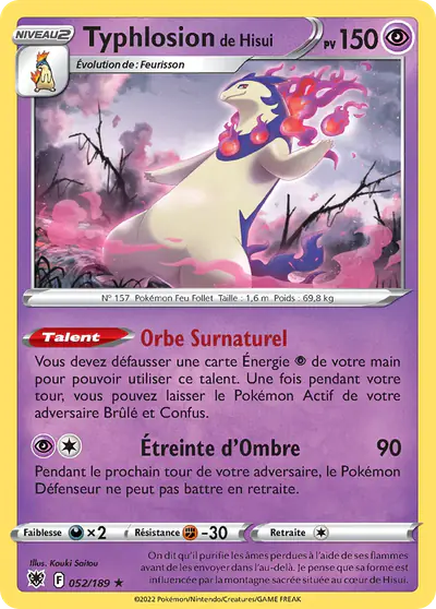 Image de la carte Pokemon Typhlosion de Hisui 052/189