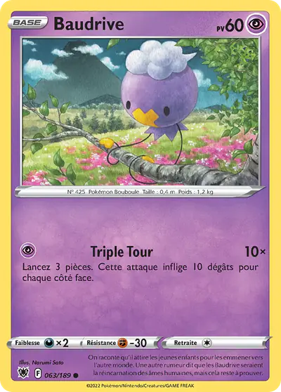 Image de la carte Pokemon Baudrive 063/189