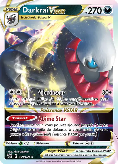 Image de la carte Pokemon Darkrai VSTAR 099/189