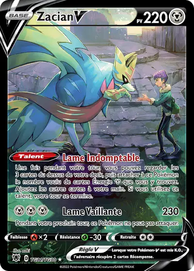 Image de la carte Pokemon Zacian V TG21/189
