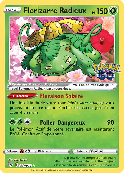 Image de la carte Pokemon Florizarre Radieux 004/78