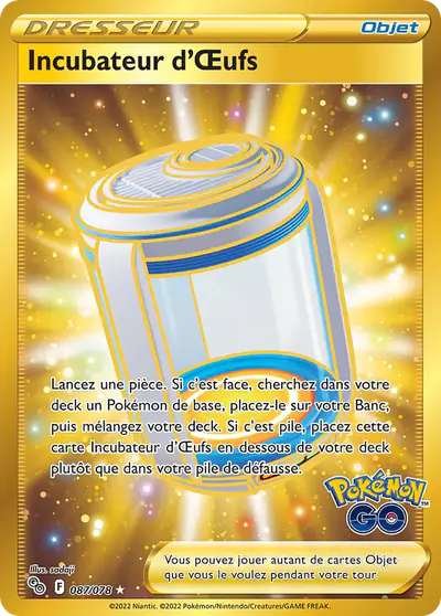 Image de la carte Pokemon Incubateur d'Œufs 087/78