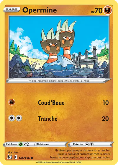 Image de la carte Pokemon Opermine 106/196
