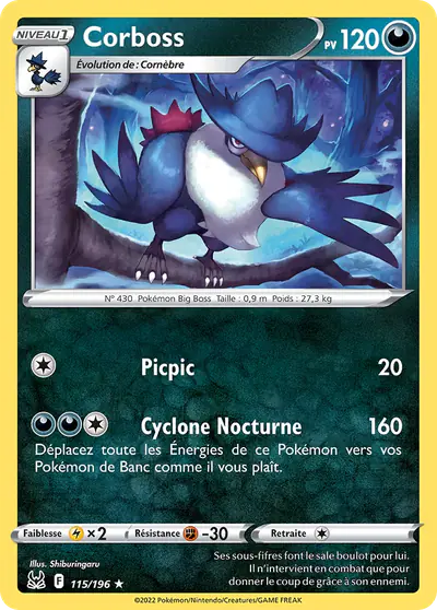Image de la carte Pokemon Corboss 115/196