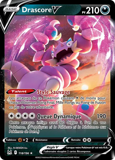 Image de la carte Pokemon Drascore V 118/196