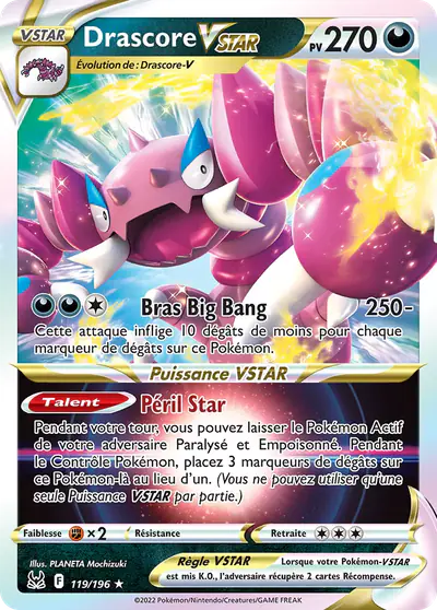 Image de la carte Pokemon Drascore VSTAR 119/196