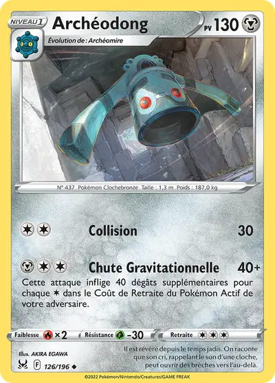 Image de la carte Pokemon Archéodong 126/196