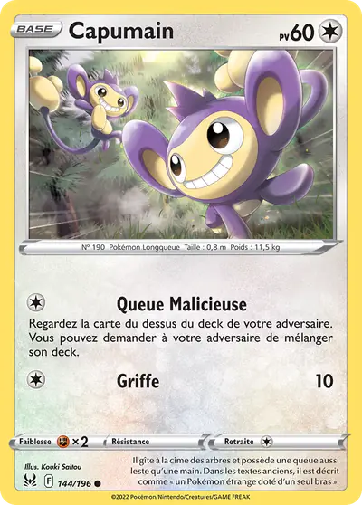Image de la carte Pokemon Capumain 144/196