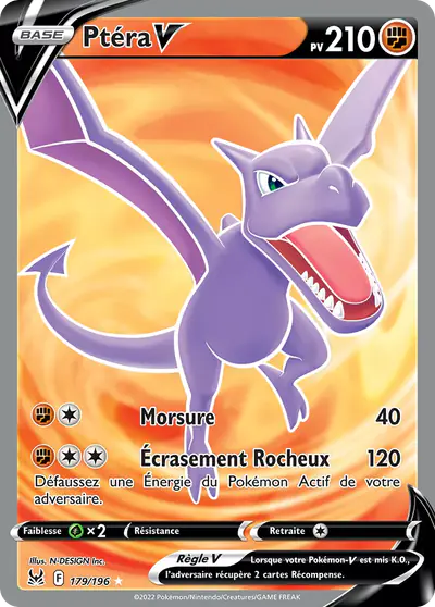 Image de la carte Pokemon Ptéra V 179/196