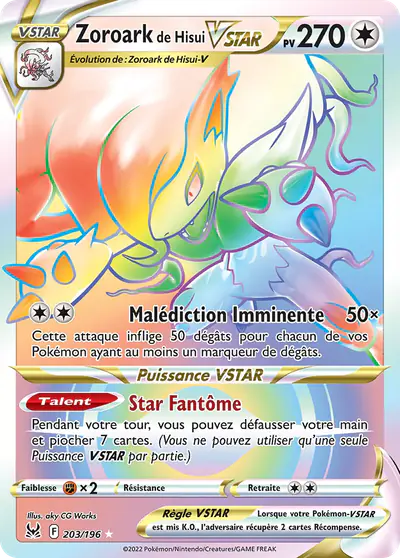 Image de la carte Pokemon Zoroark de Hisui VSTAR 203/196