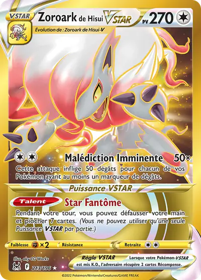 Image de la carte Pokemon Zoroark de Hisui VSTAR 213/196